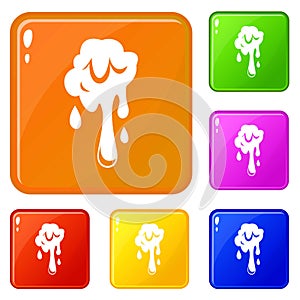 Dripping slime icons set vector color