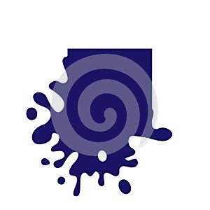 Dripping square dark blue icon. Liquid paint flows. Melted logo. Current paint, stains. Mockup of blank. Template ink blot. Vector