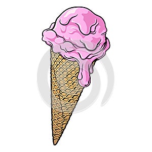 Dripping Strawberry Ice Cream Cone