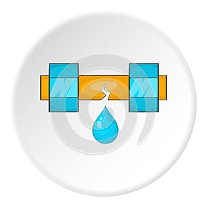 Dripping water pipe icon, cartoon style