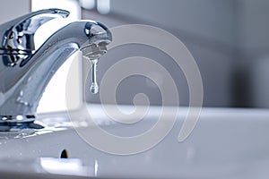 Dripping water tap at sink