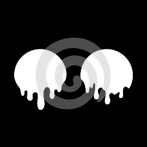 Dripping white circles. Liquid drops of ink. Dripping liquid. Vector illustration isolated on transparent background