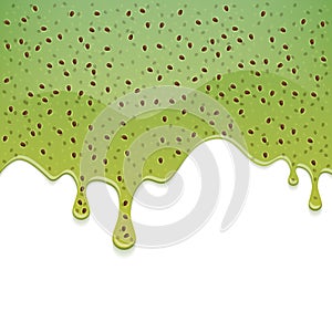 Drips of kiwi or gooseberry jam.