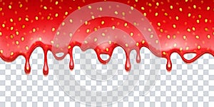 Drips of strawberry jam. Sweet background.