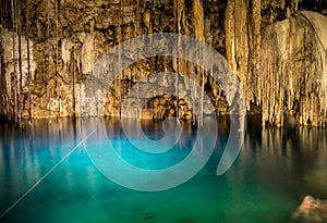 Dripstones in XKeken Cenote near Valladolid, Yucatan, Mexico