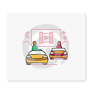 Drive-in cinema color icon