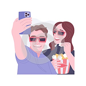 Drive-in cinema isolated cartoon vector illustrations