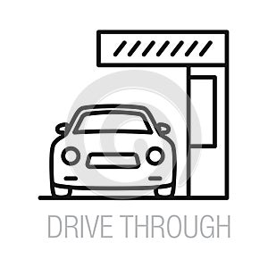 Drive through icon. Outline and line style symbol vector illustration