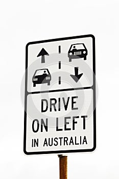 Drive on Left in Australia traffic sign