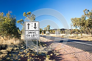 Drive On Left Warning Road Sign