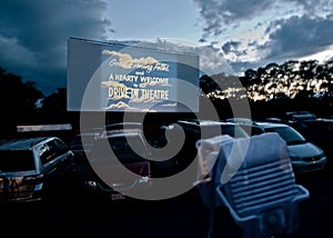 Drive-In Movie Theater and Speaker