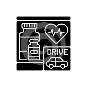 Drive through pharmacy black glyph icon