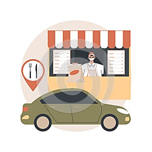 Drive-in restaurant abstract concept vector illustration.