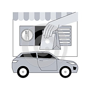 Drive-in restaurant abstract concept vector illustration.