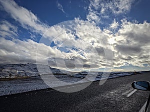 Drive on the road in North Iceland