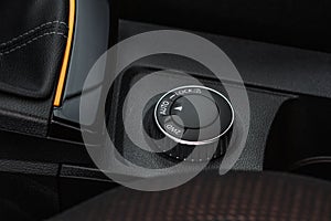 Drive selector button. Automatic gear lever and gear shift.
