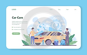 Drive service web banner or landing page. Automobile cab with driver inside.