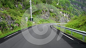 Drive at street E63 direction to Geiranger, Norway