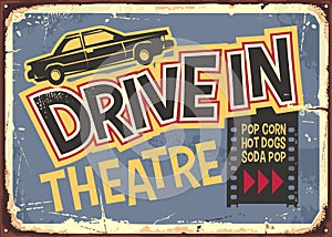 Drive in theater vintage sign design