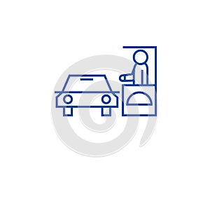 Drive thru restaurant line icon concept. Drive thru restaurant flat  vector symbol, sign, outline illustration.