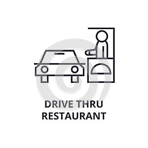 Drive thru restaurant line icon, outline sign, linear symbol, vector, flat illustration