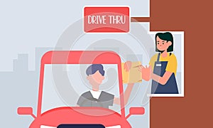 Drive thru, take away concept illustration