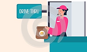 Drive thru, take away concept illustration