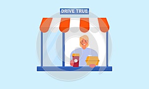 Drive thru, take away concept illustration