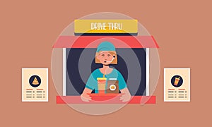 Drive thru, take away concept illustration