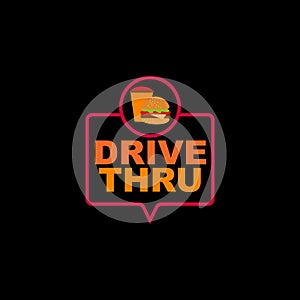 Drive thru text logo design template