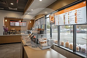 drive-thru window with greeter and menu items visible, offering convenient and efficient service