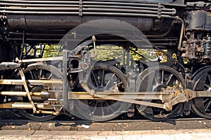 Drive wheels on steam engine