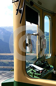 Driver cab of a Swiss cogwheel train