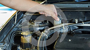 Driver checking the car before used or machanic service