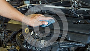 Driver checking the car before used or machanic service