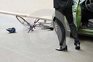 Driver after collision with bicycle