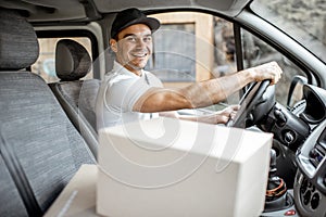 Driver delivering goods by vehicle