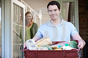 Driver Delivering Online Grocery Order