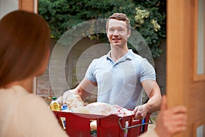 Driver Delivering Online Grocery Shopping Order