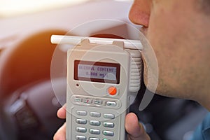 Driver due to being subject to test for alcohol content with use of breathalyzer