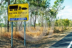 Driver Fatigue Kills Rest If Sleepy Sign On Australian Highway