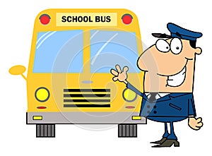 Driver in front of school bus