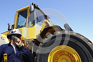 Driver and giant forklift