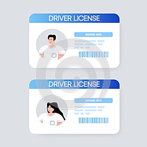 Driver license, car driving licence. ID card template. Vector illustration.