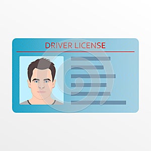 Driver license icon. Driving card with man photo or avatar. Vector illustration
