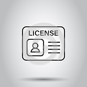 Driver license icon in flat style. Id card vector illustration on white isolated background. Identity business concept