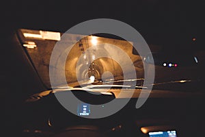 Driver point of view in highway tunnel