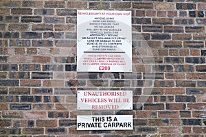 Driver responsible for car contents liable for theft or loss sign by management