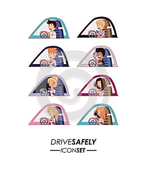 Driver safely campaign set icons