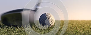 Driver striking a golf ball 3d render